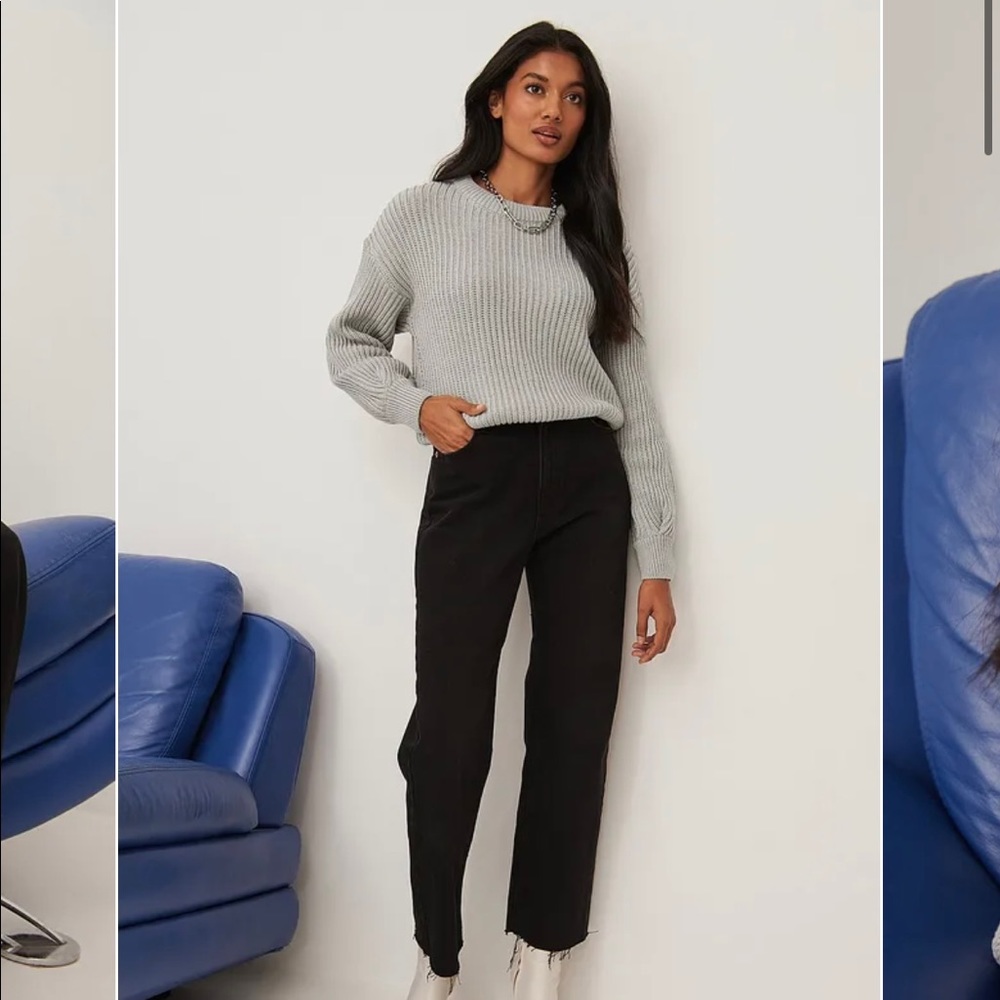 NA-KD Balloon Sleeve Round Neck Sweater - M